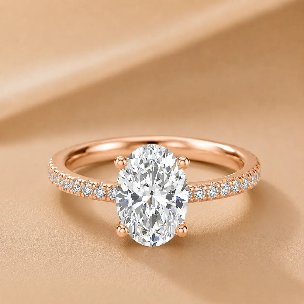 Delicate Pavé Accent Solitaire Ring