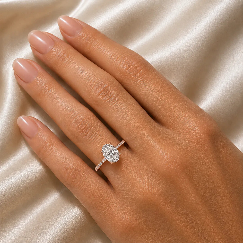 Delicate Pavé Accent Solitaire Ring