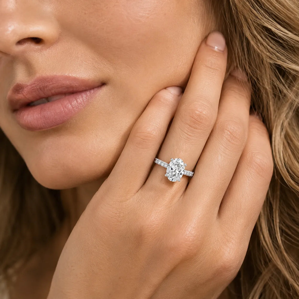 Delicate Pavé Accent Solitaire Ring