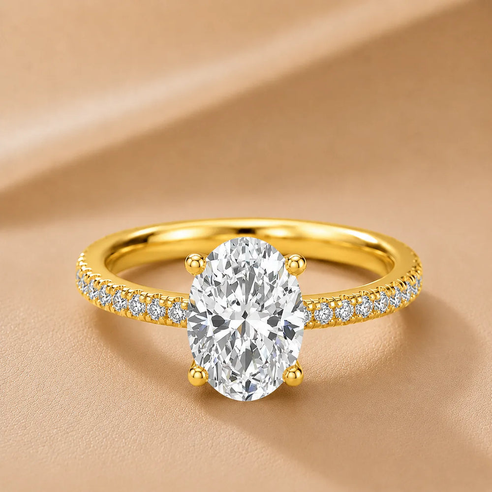 Delicate Pavé Accent Solitaire Ring