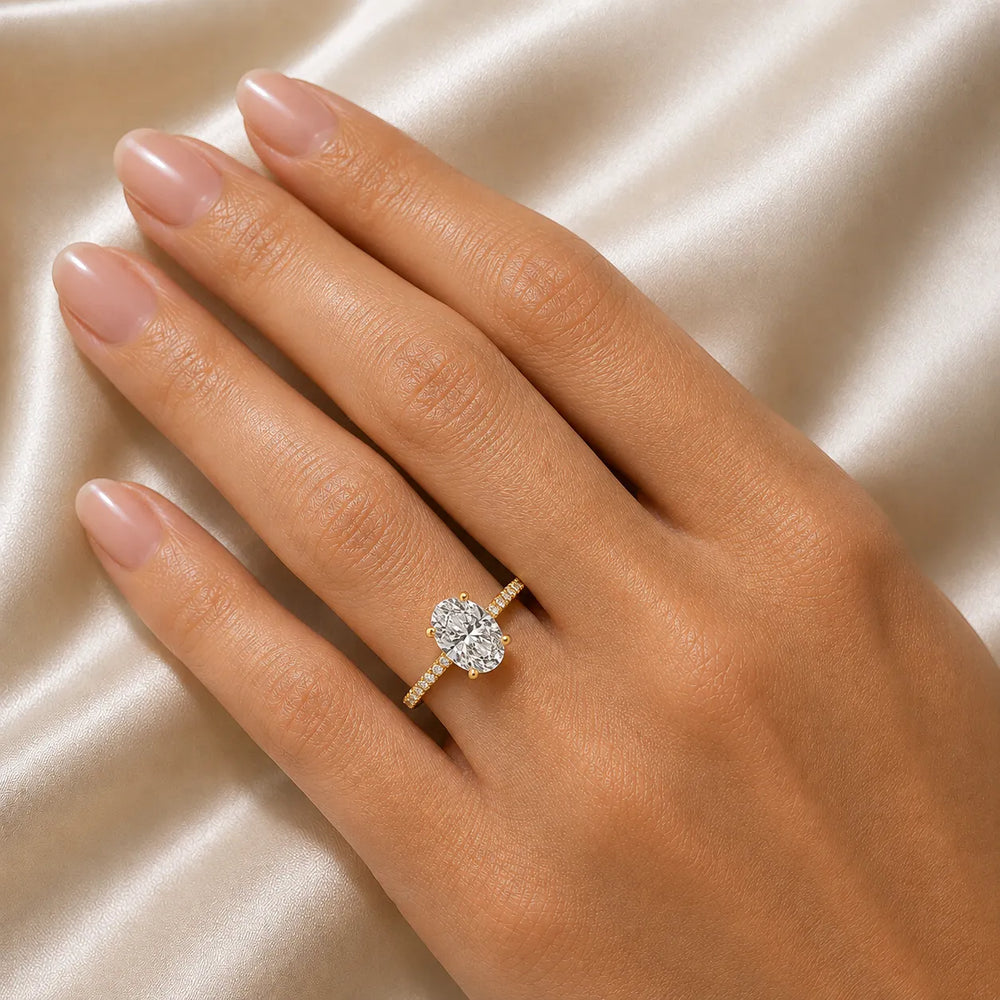 Delicate Pavé Accent Solitaire Ring