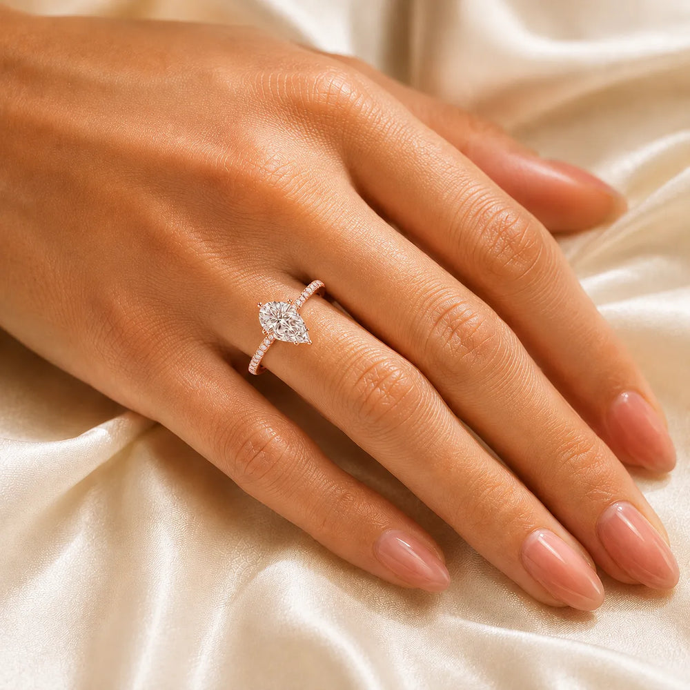 Delicate Pavé Accent Solitaire Ring