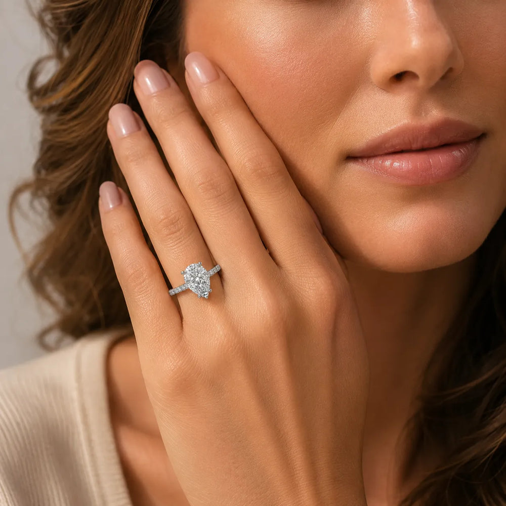 Delicate Pavé Accent Solitaire Ring