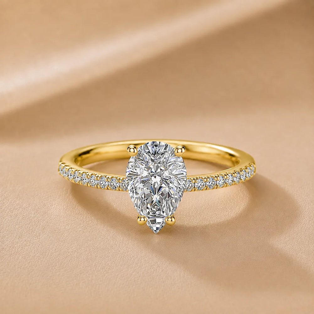 Delicate Pavé Accent Solitaire Ring