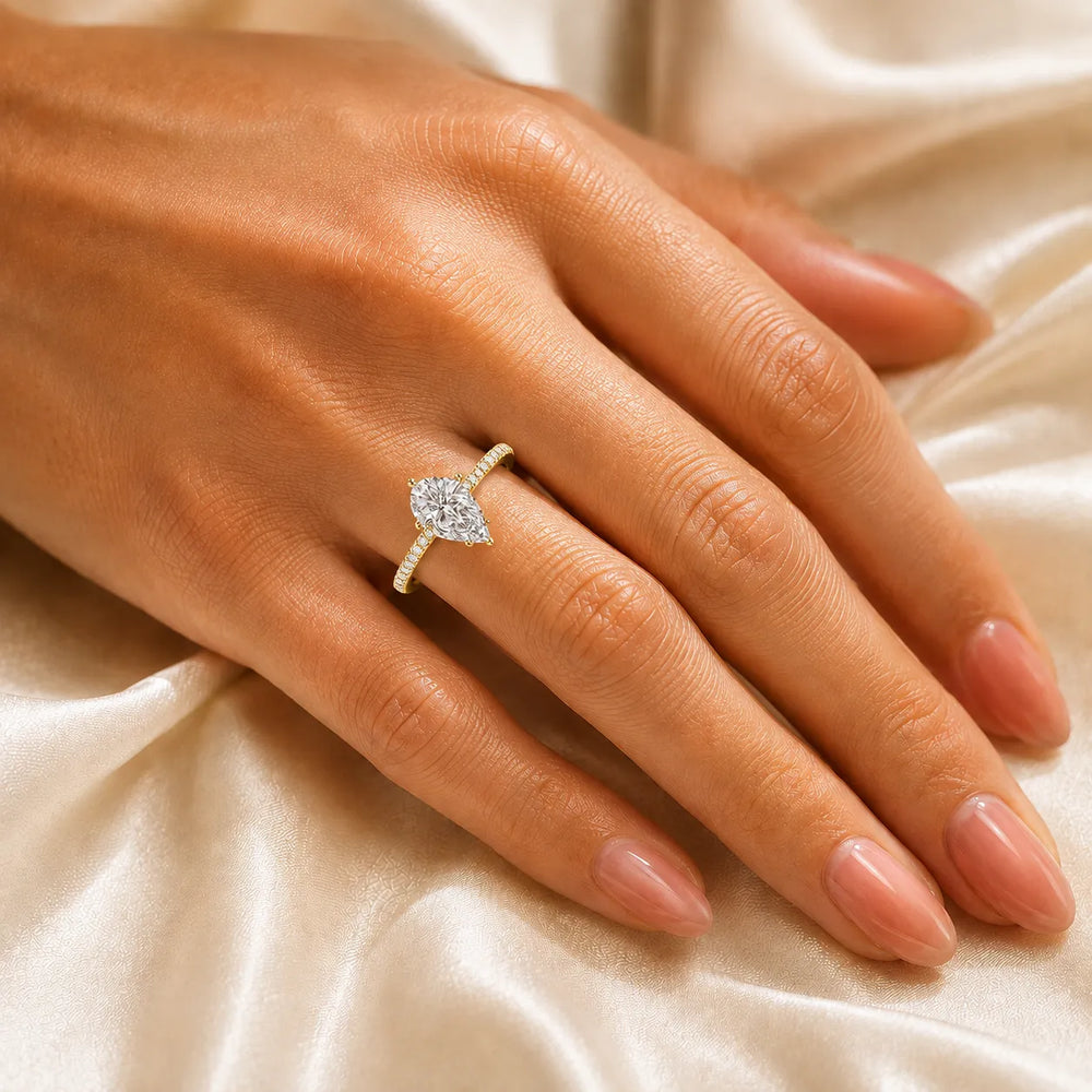 Delicate Pavé Accent Solitaire Ring