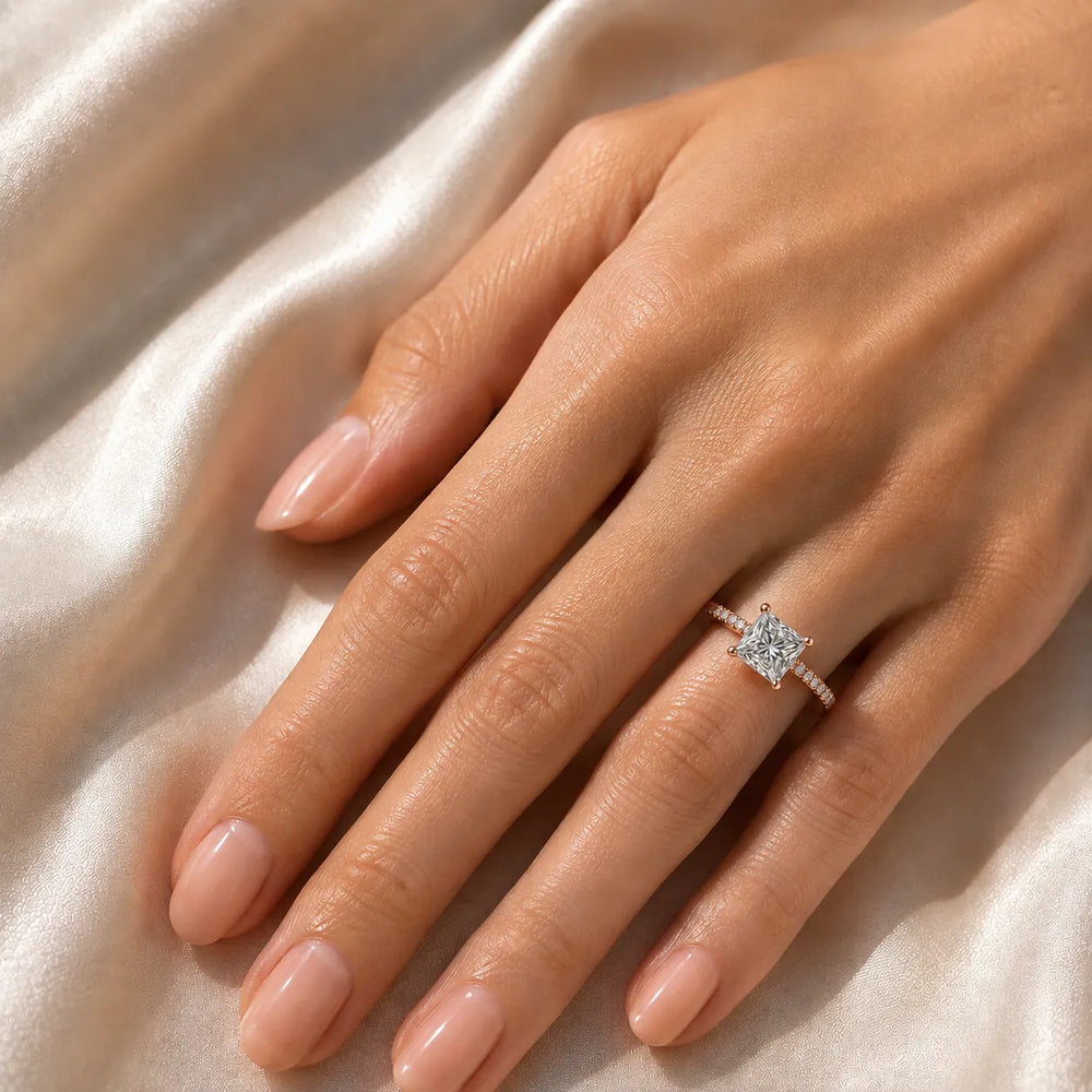 Delicate Pavé Accent Solitaire Ring