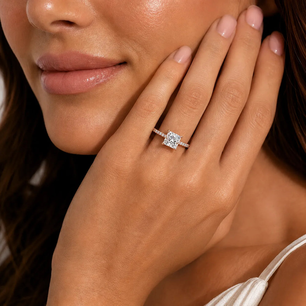 Delicate Pavé Accent Solitaire Ring