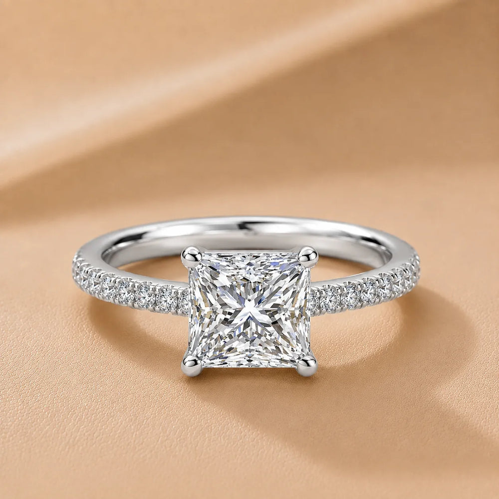 Delicate Pavé Accent Solitaire Ring