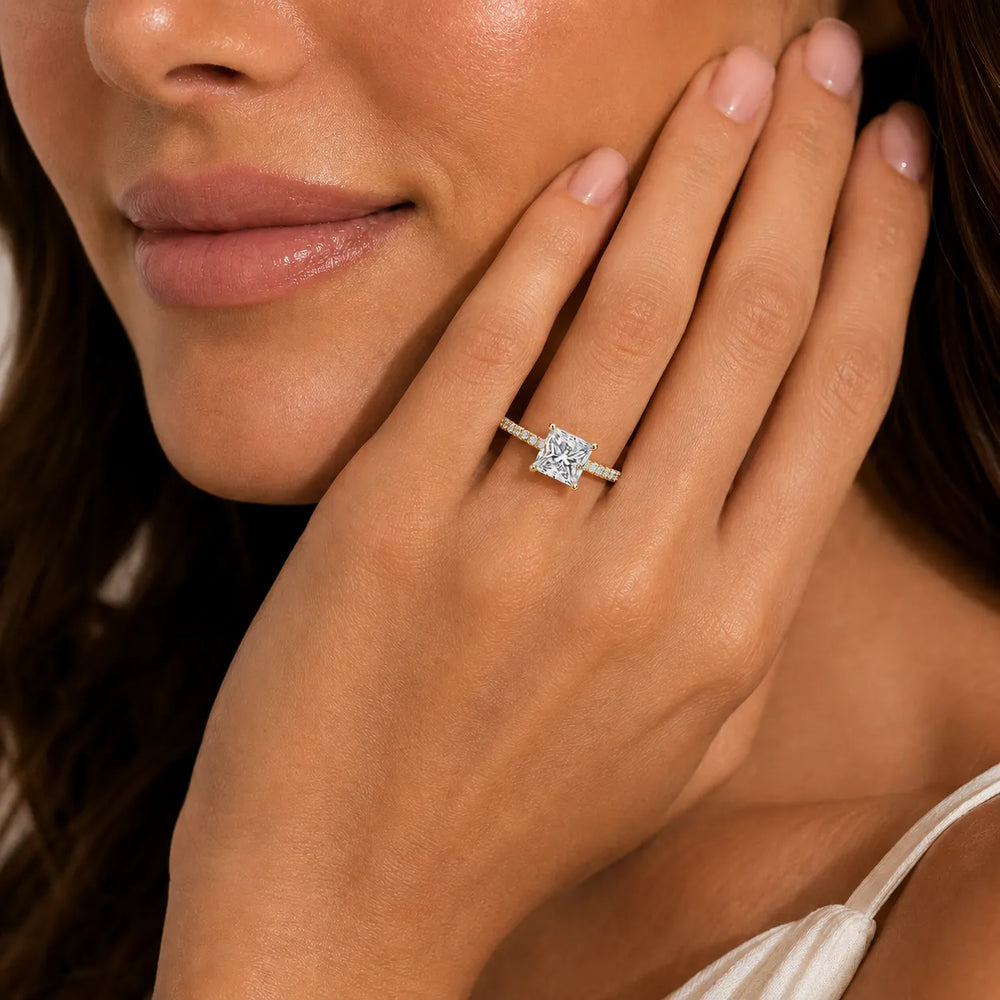 Delicate Pavé Accent Solitaire Ring
