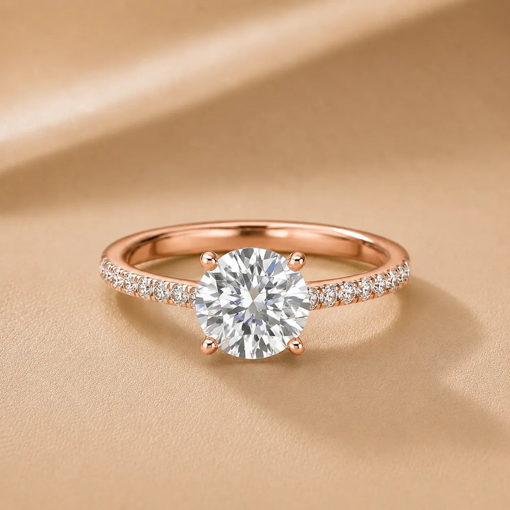 Delicate Pavé Accent Solitaire Ring