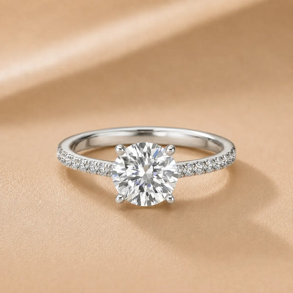 Delicate Pavé Accent Solitaire Ring