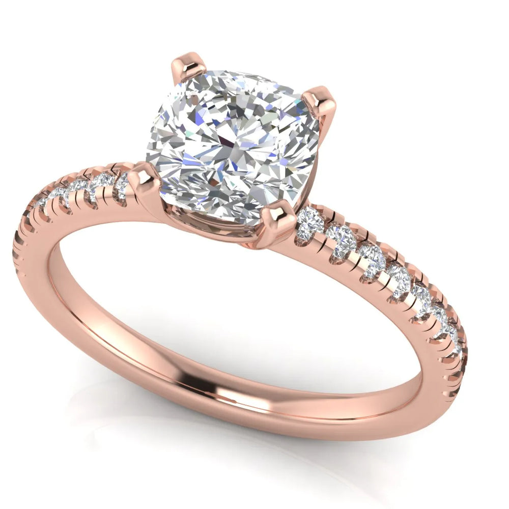 Delicate Pavé Accent Solitaire Ring