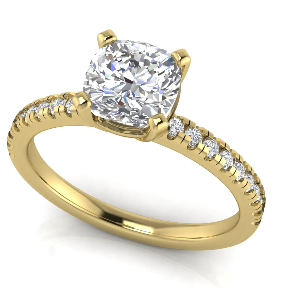 Delicate Pavé Accent Solitaire Ring