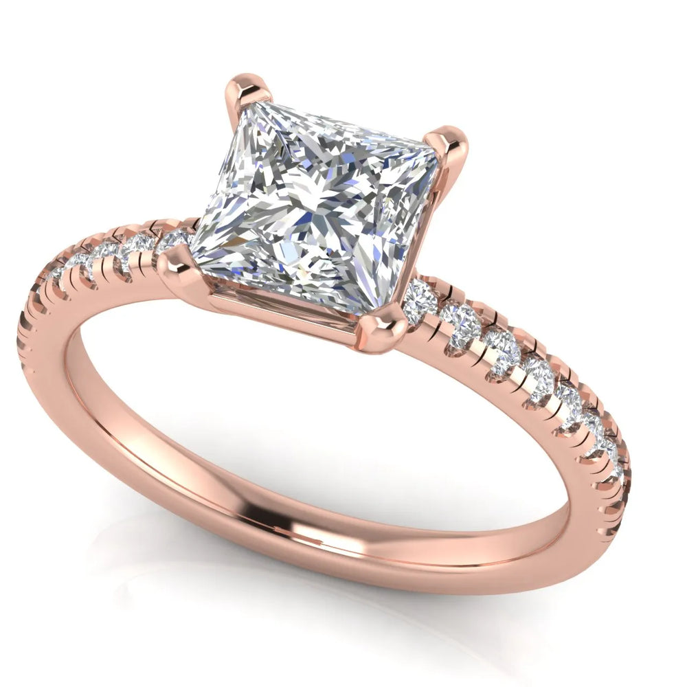 Delicate Pavé Accent Solitaire Ring