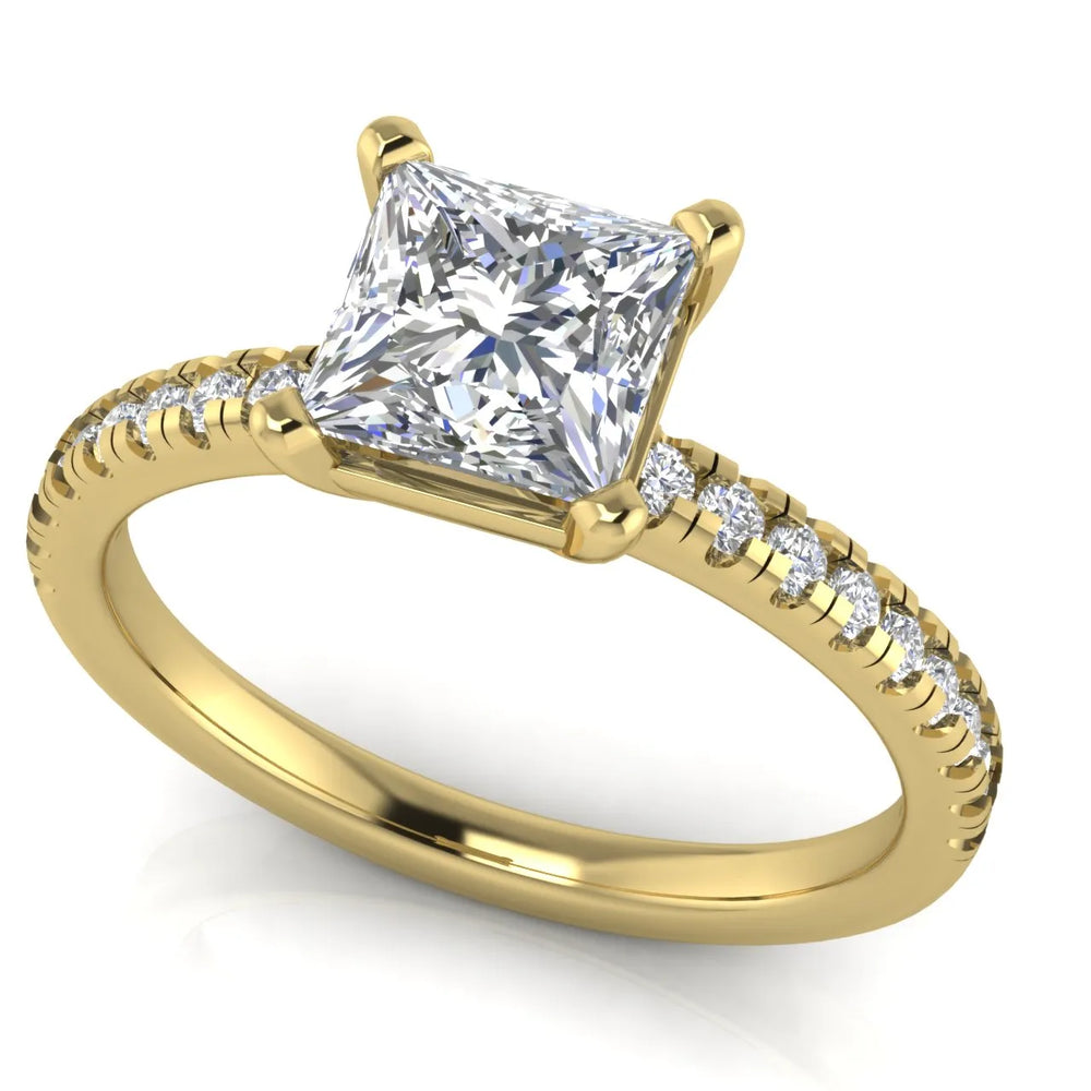 Delicate Pavé Accent Solitaire Ring