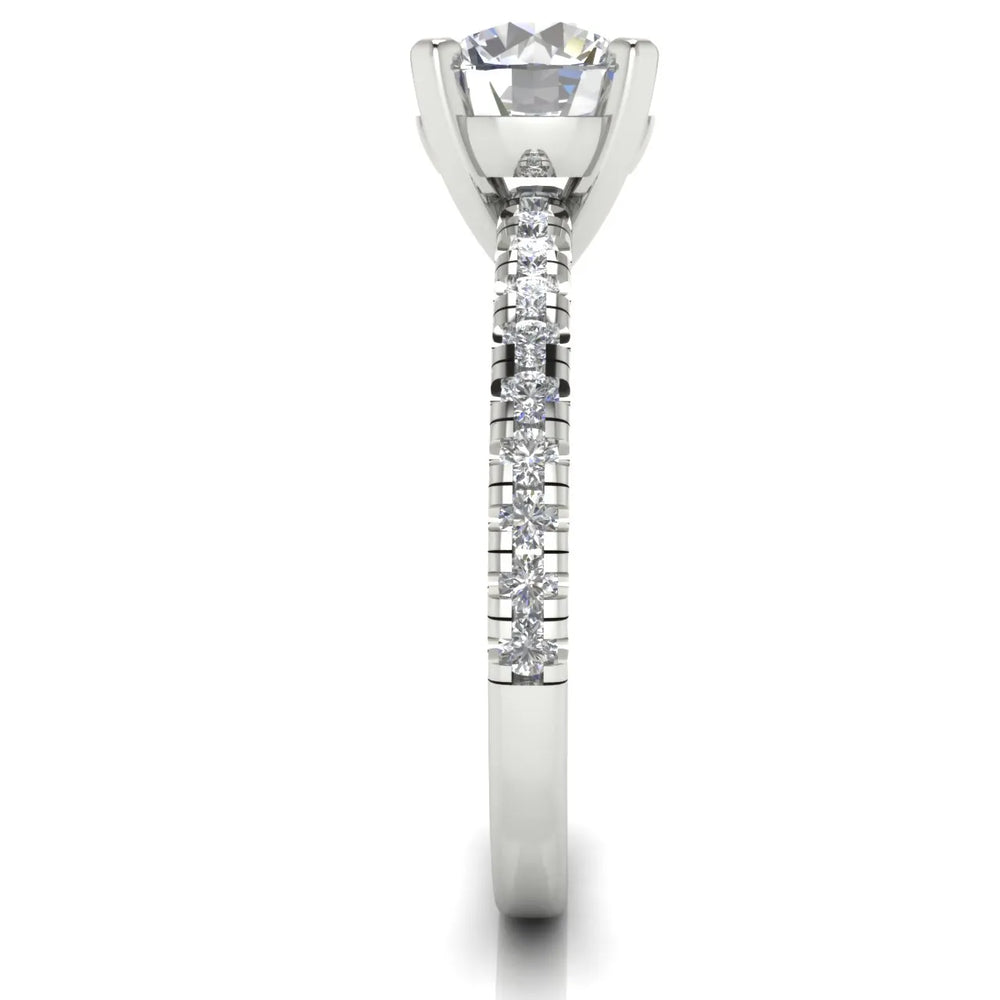 Delicate Pavé Accent Solitaire Ring