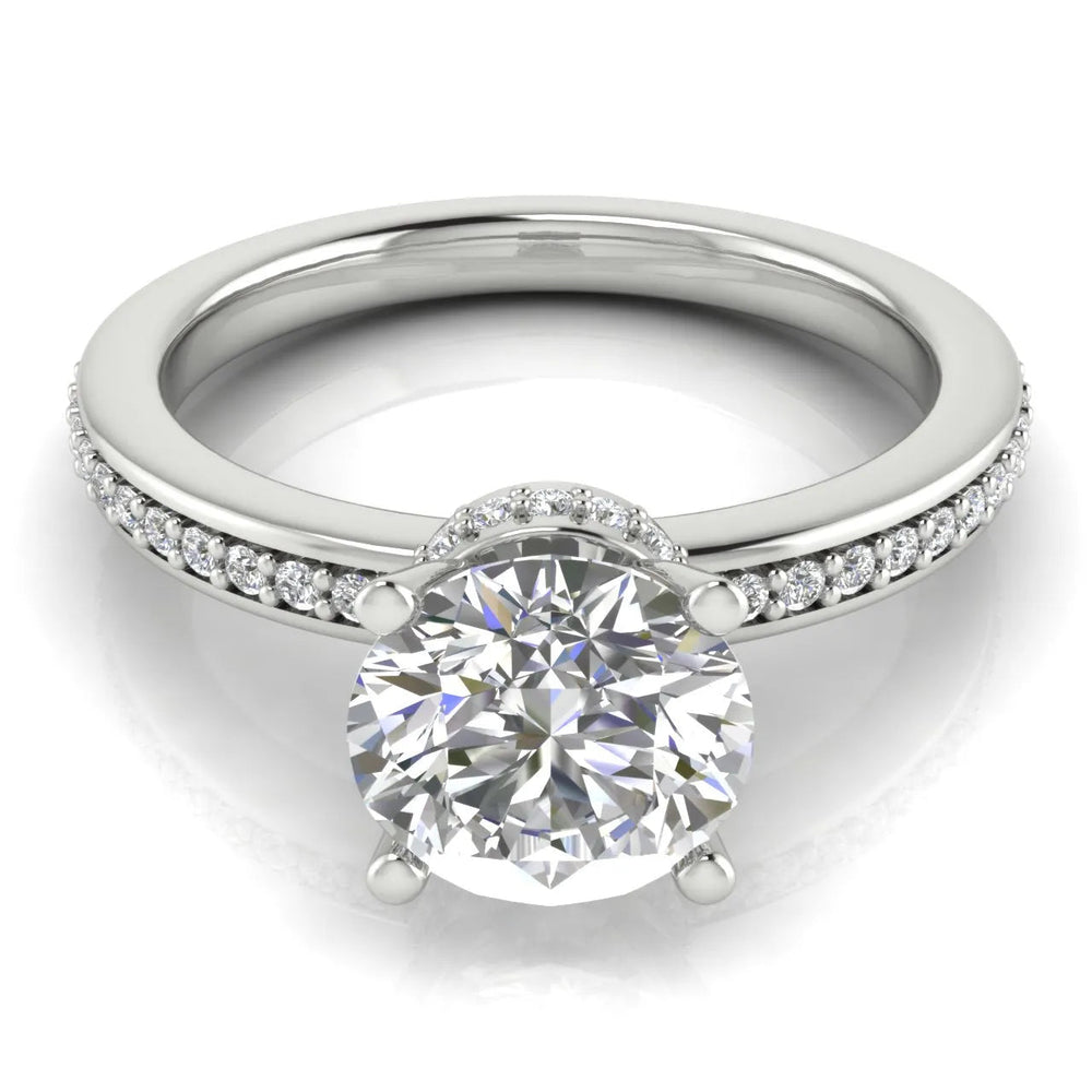 Delicate Pavé Accent Engagement Ring – Round (925 Sterling Silver)