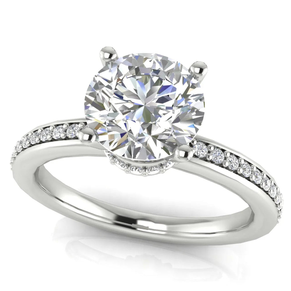 Delicate Pavé Accent Engagement Ring – Round (925 Sterling Silver)