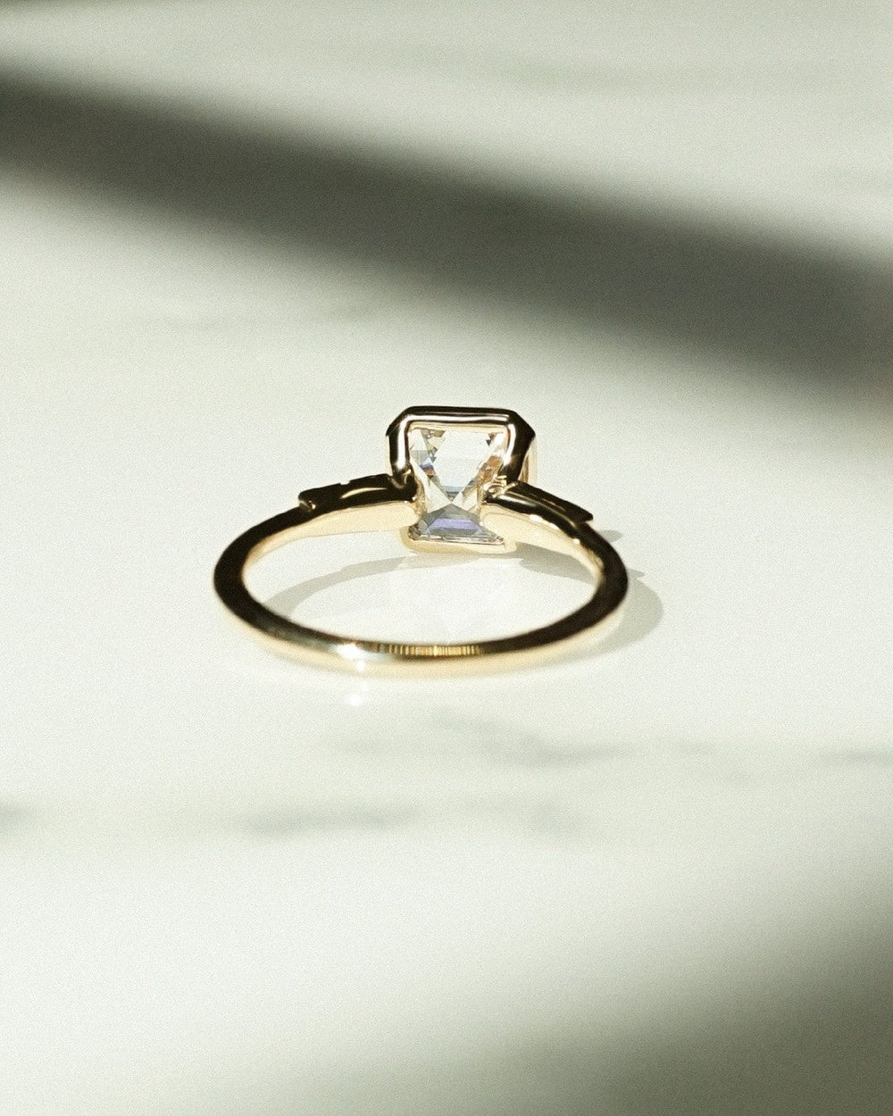 Bezel Set Asscher Cut Labgrown Engagement Ring