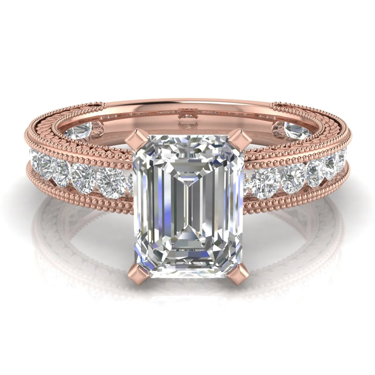 Vintage Milgrain Accent Solitaire Ring