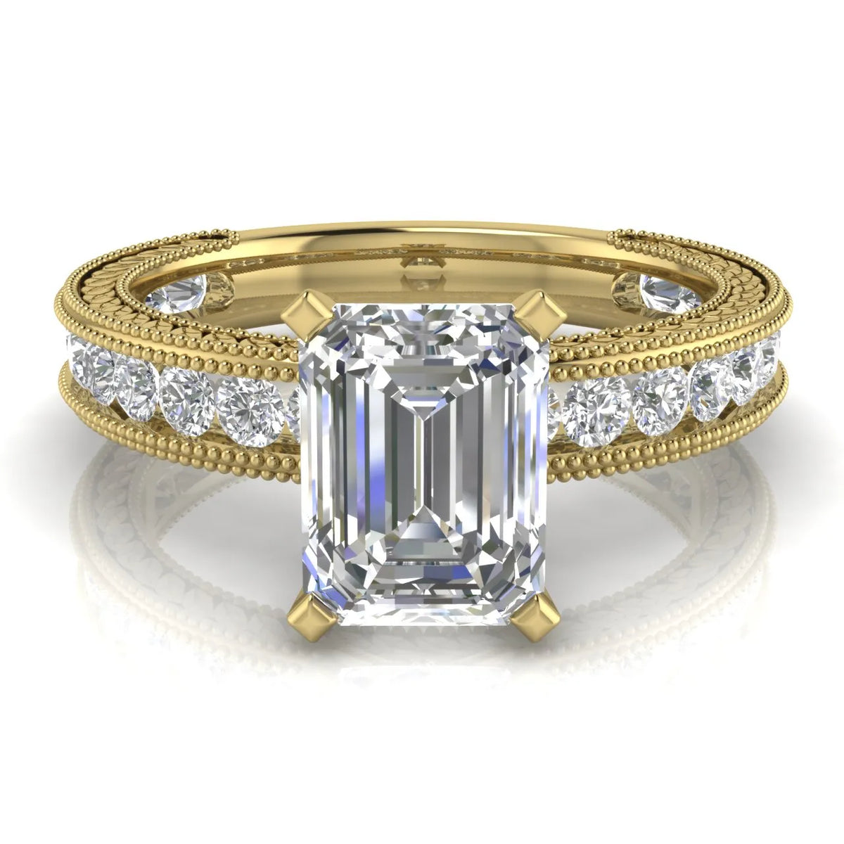 Vintage Milgrain Accent Solitaire Ring