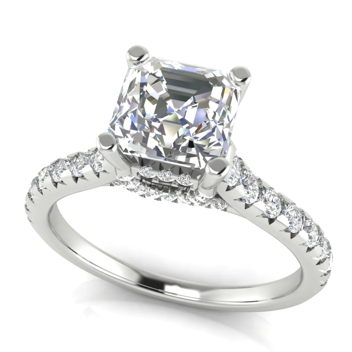 Classic Pavé Accent Solitaire Ring