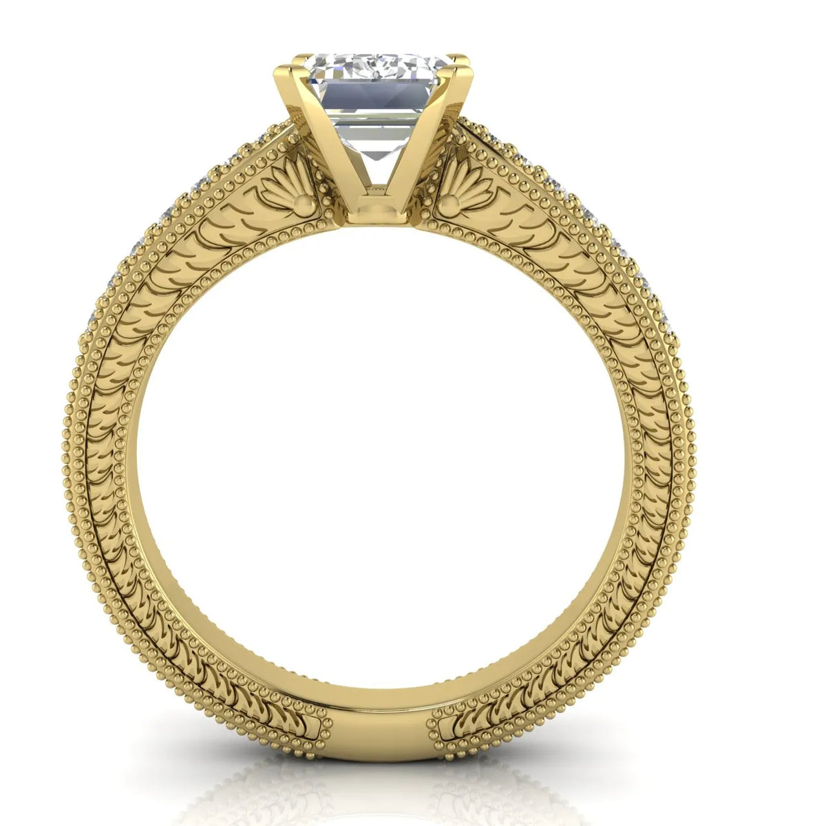 Vintage-Inspired Solitaire Ring with Accent Stones
