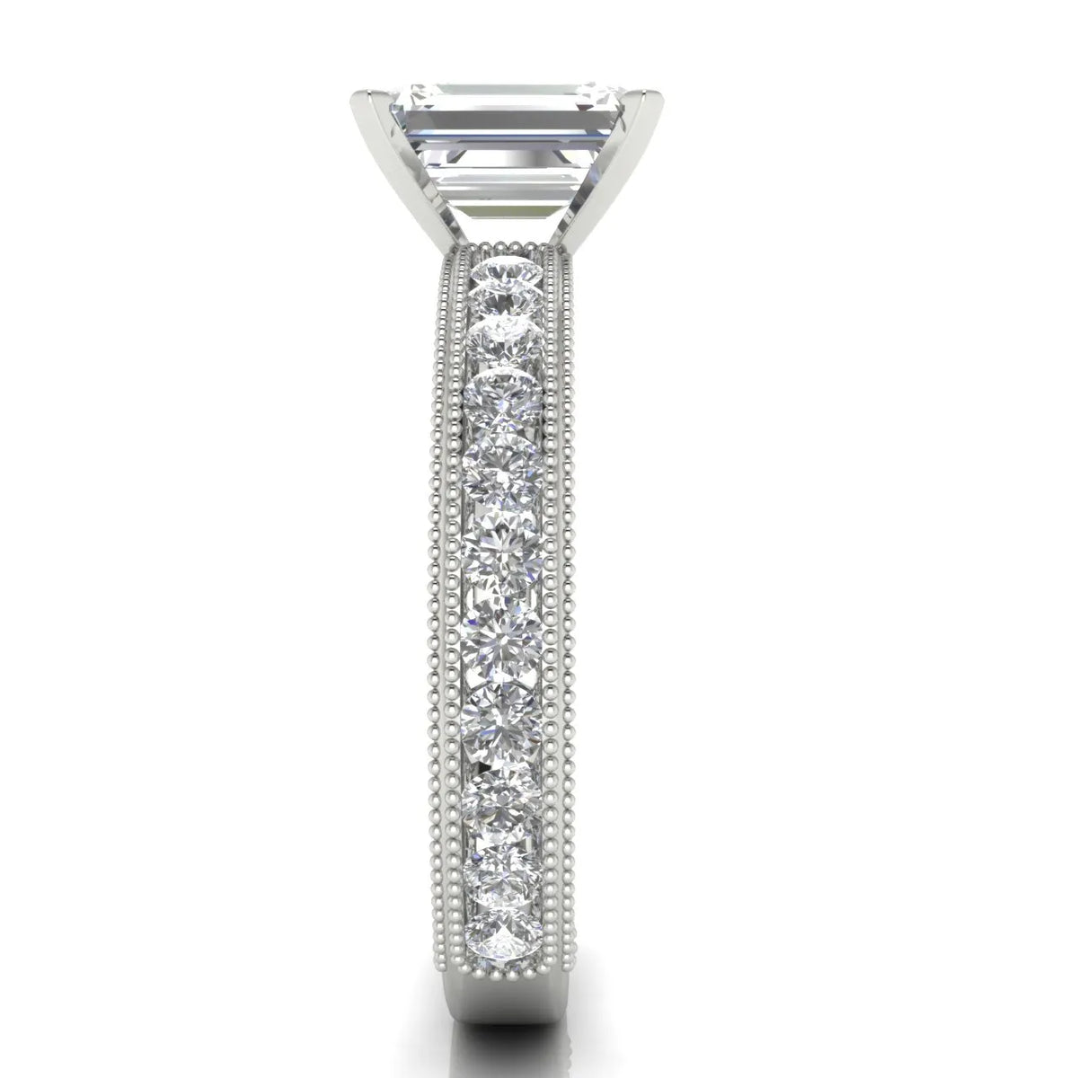Vintage Milgrain Accent Solitaire Ring