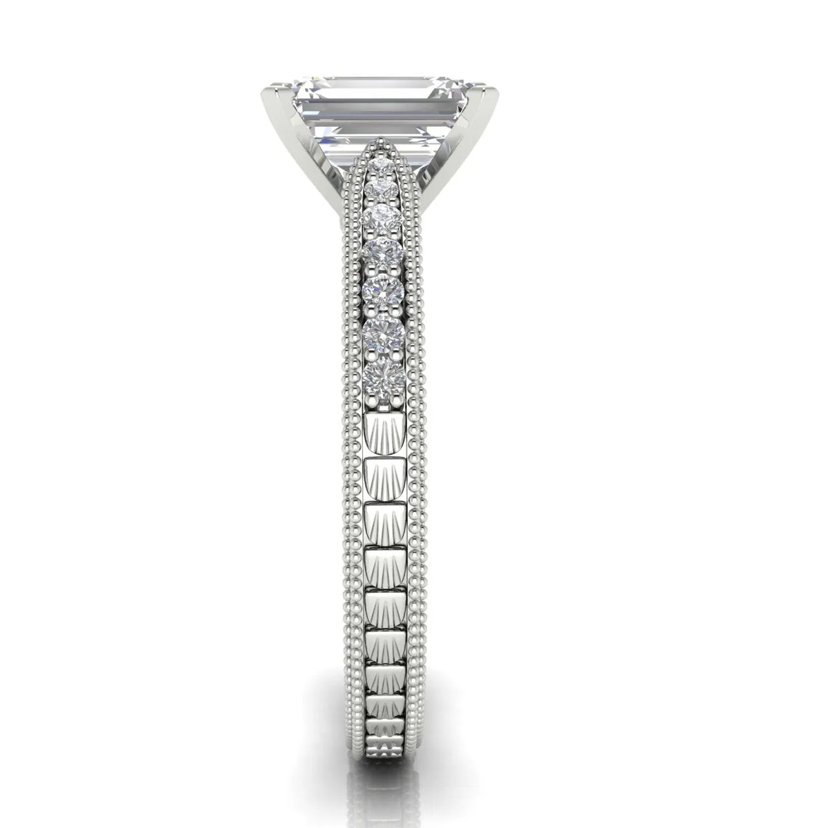 Vintage-Inspired Solitaire Ring with Accent Stones