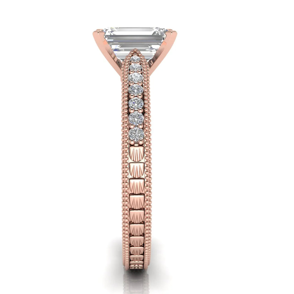 Vintage-Inspired Solitaire Ring with Accent Stones