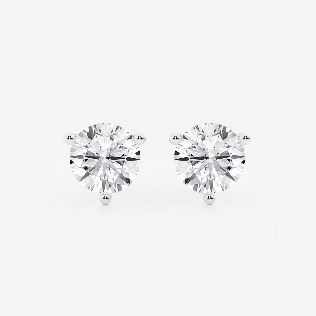 4 ctw Round Lab Grown Diamond Three Prong Martini Stud Earrings