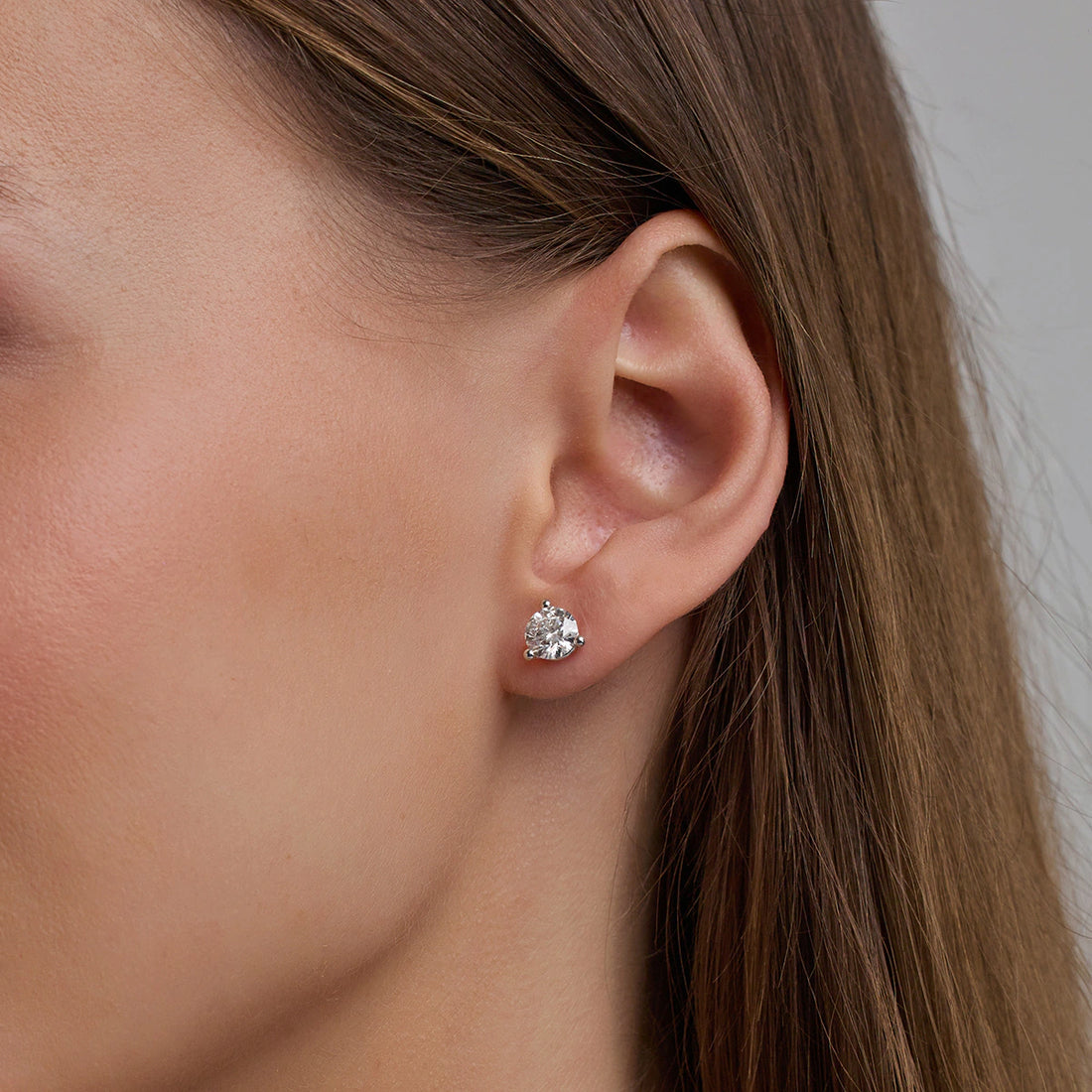 4 ctw Round Lab Grown Diamond Three Prong Martini Stud Earrings