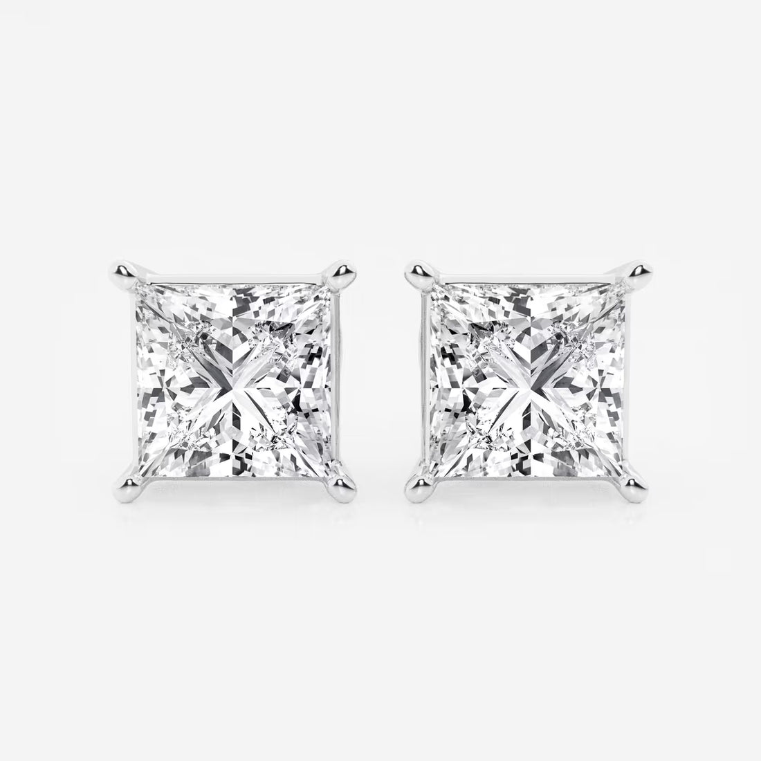 6 ctw Princess Lab Grown Diamond Solitaire Certified Stud Earrings