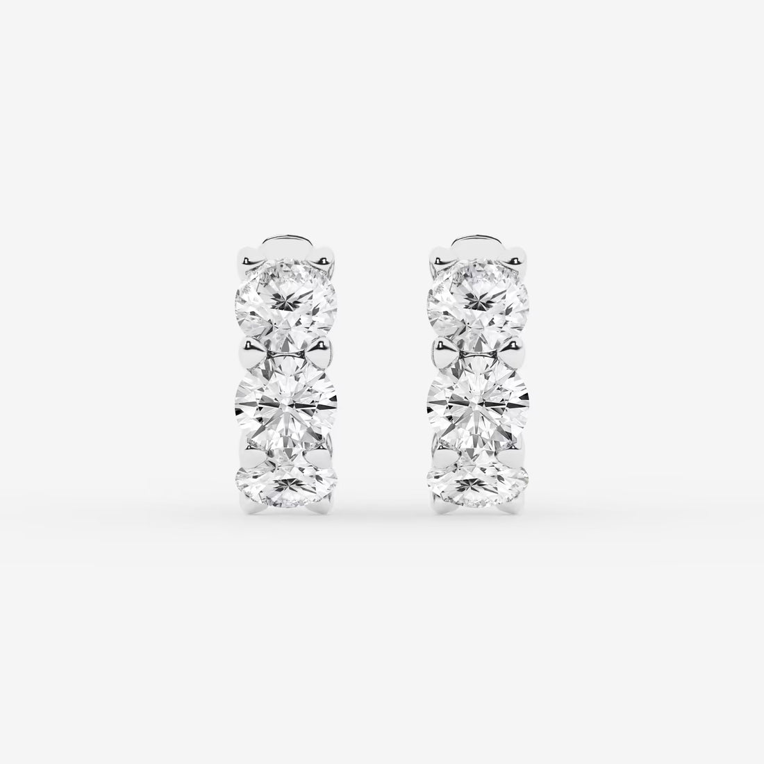 3 ctw Round Lab Grown Diamond Huggie Hoop Earrings