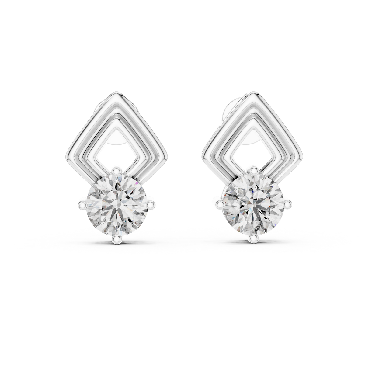 The Diamond Horizon Studs earring – (925 Sterling Silver) – Round (925 Sterling Silver)
