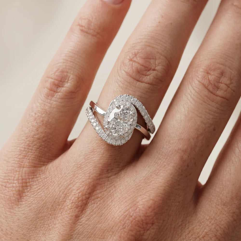 Eden Bypass Diamond Engagement Ring – (950 Platinum) – Oval (925 Sterling Silver)