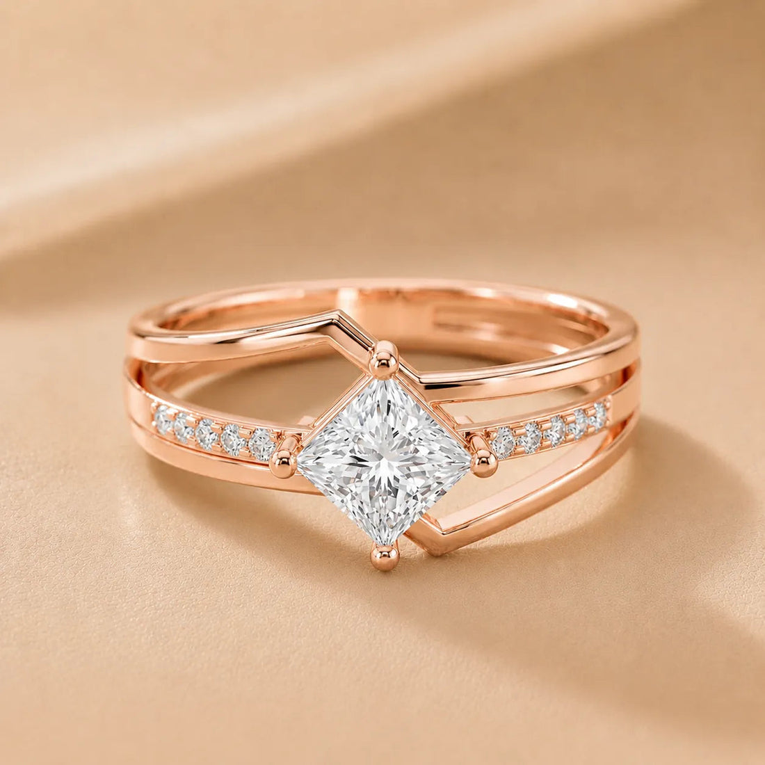 Eden Bypass Diamond Engagement Ring – Round (925 Sterling Silver)