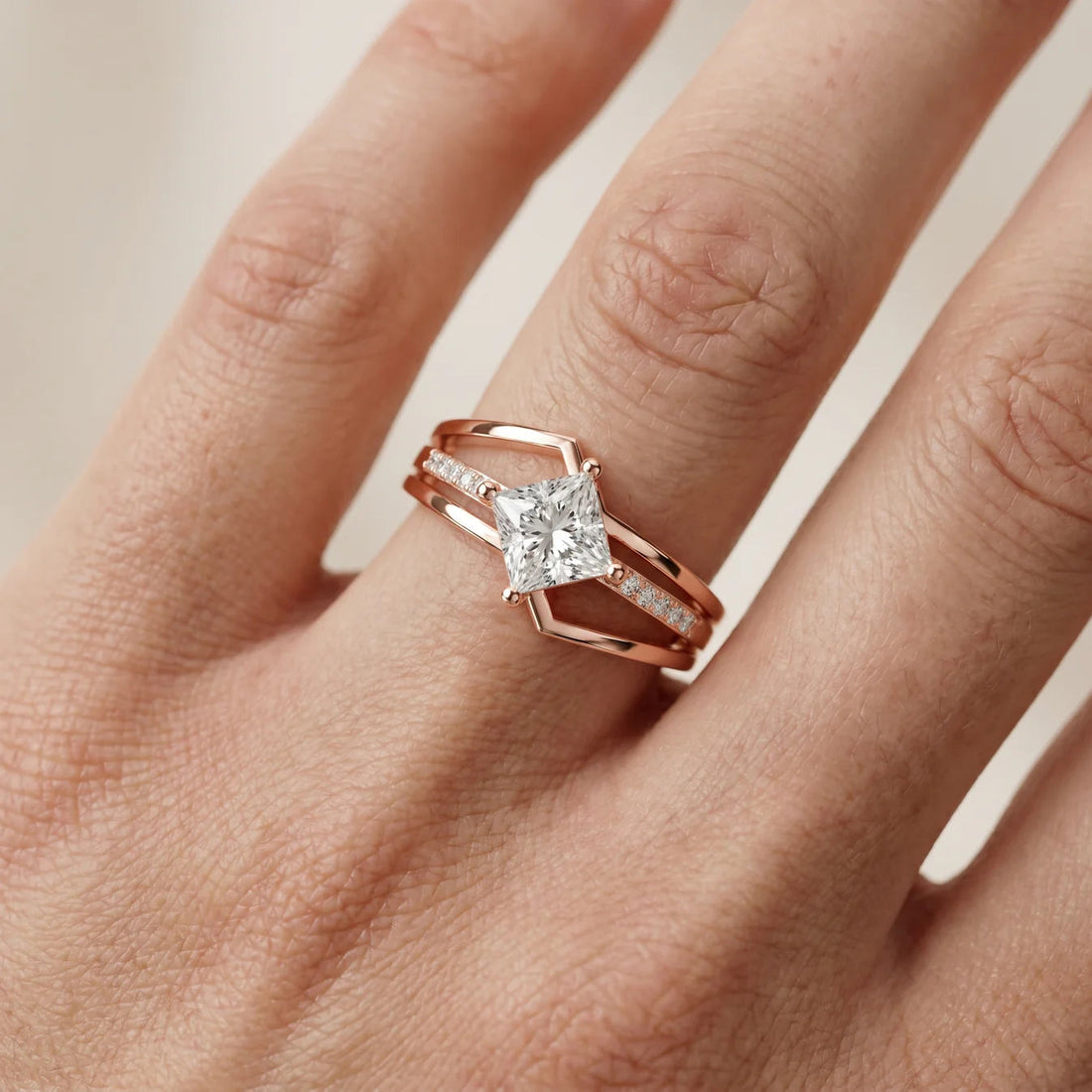 Eden Bypass Diamond Engagement Ring – (925 Sterling Silver) – Round (925 Sterling Silver)