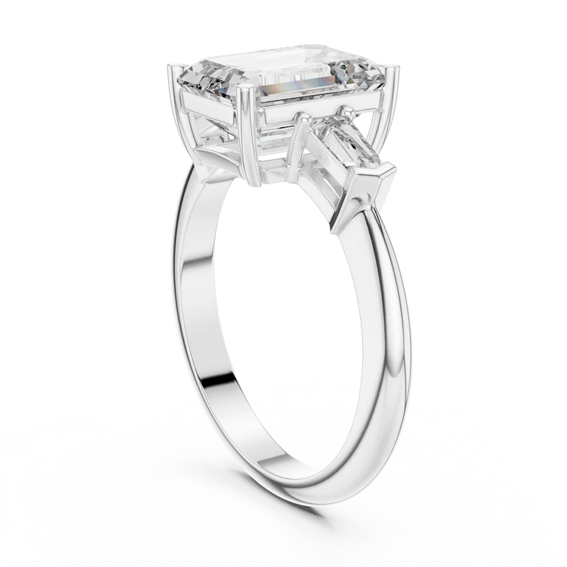 Emerald Elegance Ring with Customize baguette