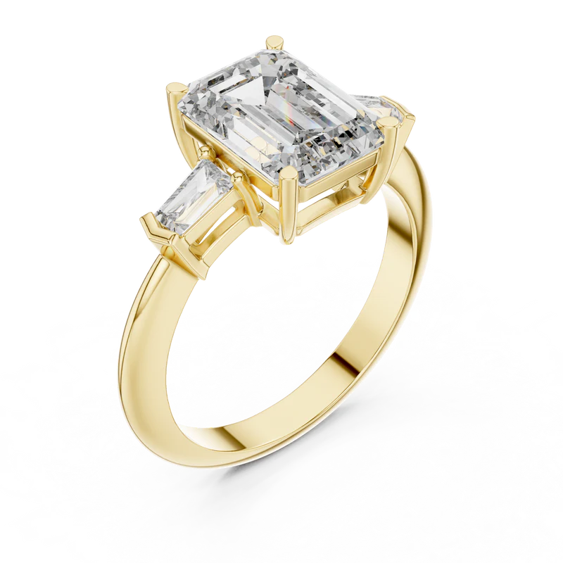 Emerald Elegance Ring with Customize baguette