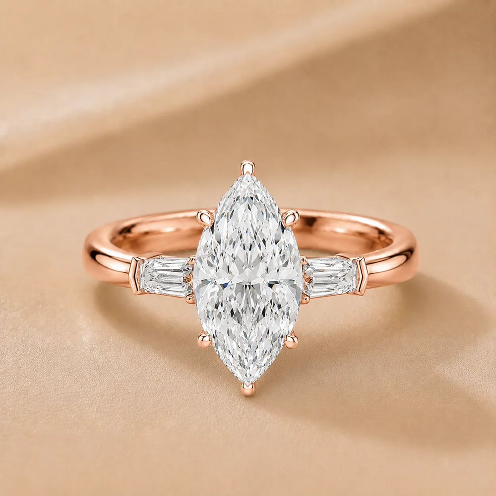 Emerald Elegance Ring with Customize baguette