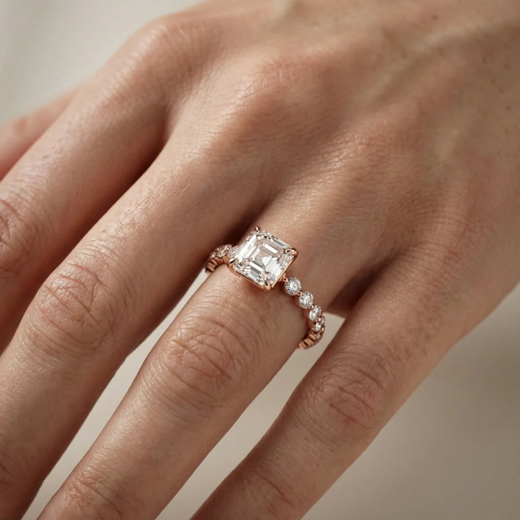 Eleanor Majesty Side Stone Princess Diamond Engagement Ring