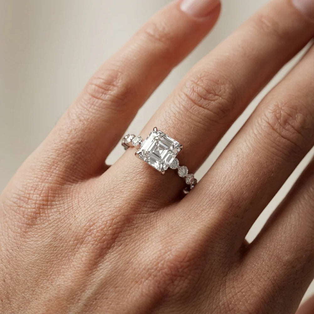 Eleanor Majesty Side Stone Princess Diamond Engagement Ring