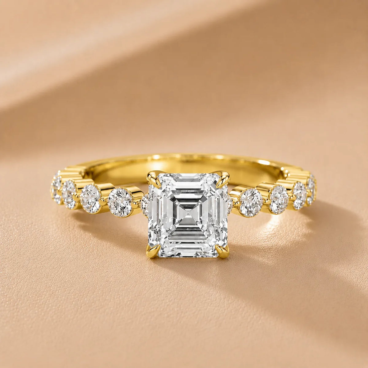 Eleanor Majesty Side Stone Princess Diamond Engagement Ring