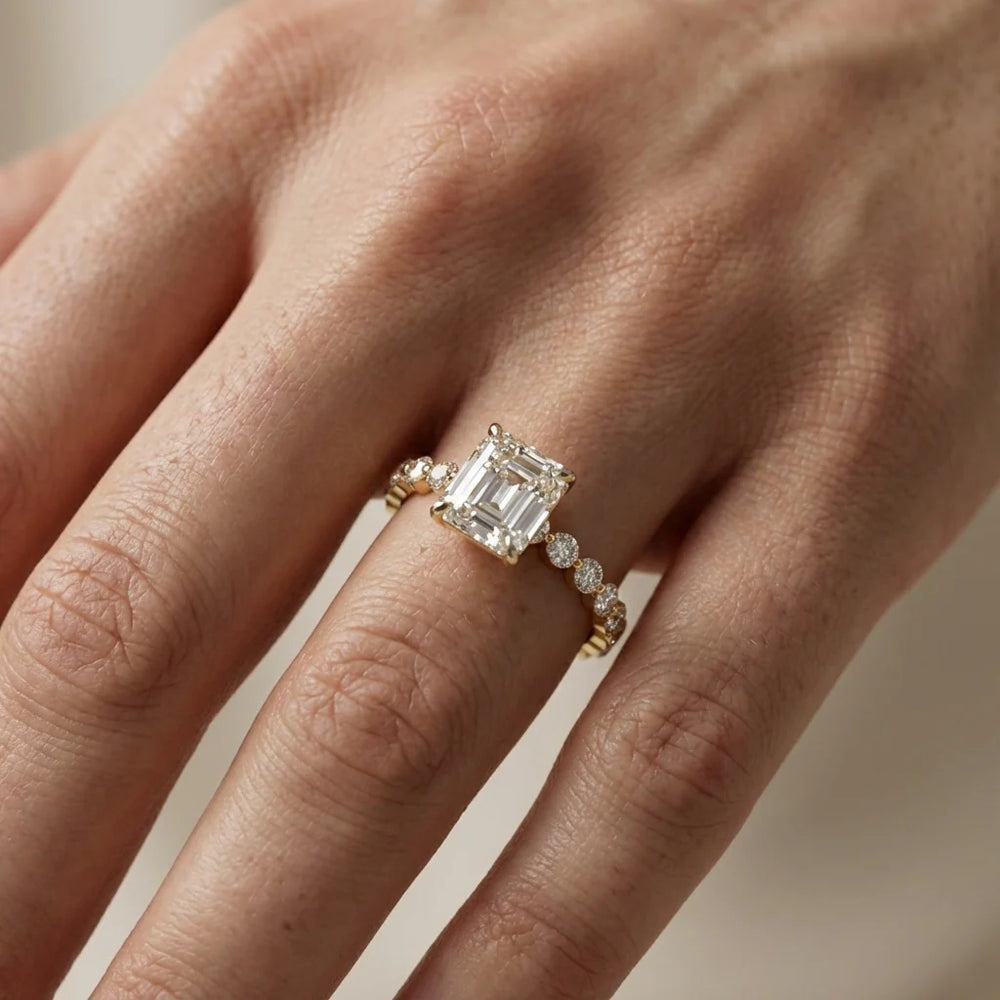 Eleanor Majesty Side Stone Princess Diamond Engagement Ring