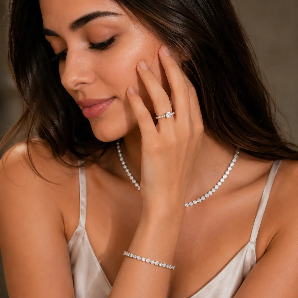 Eleanor Majesty Side Stone Princess Diamond Engagement Ring