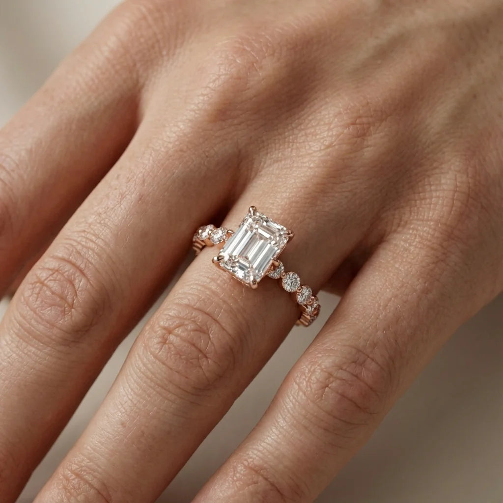 Eleanor Majesty Side Stone Princess Diamond Engagement Ring