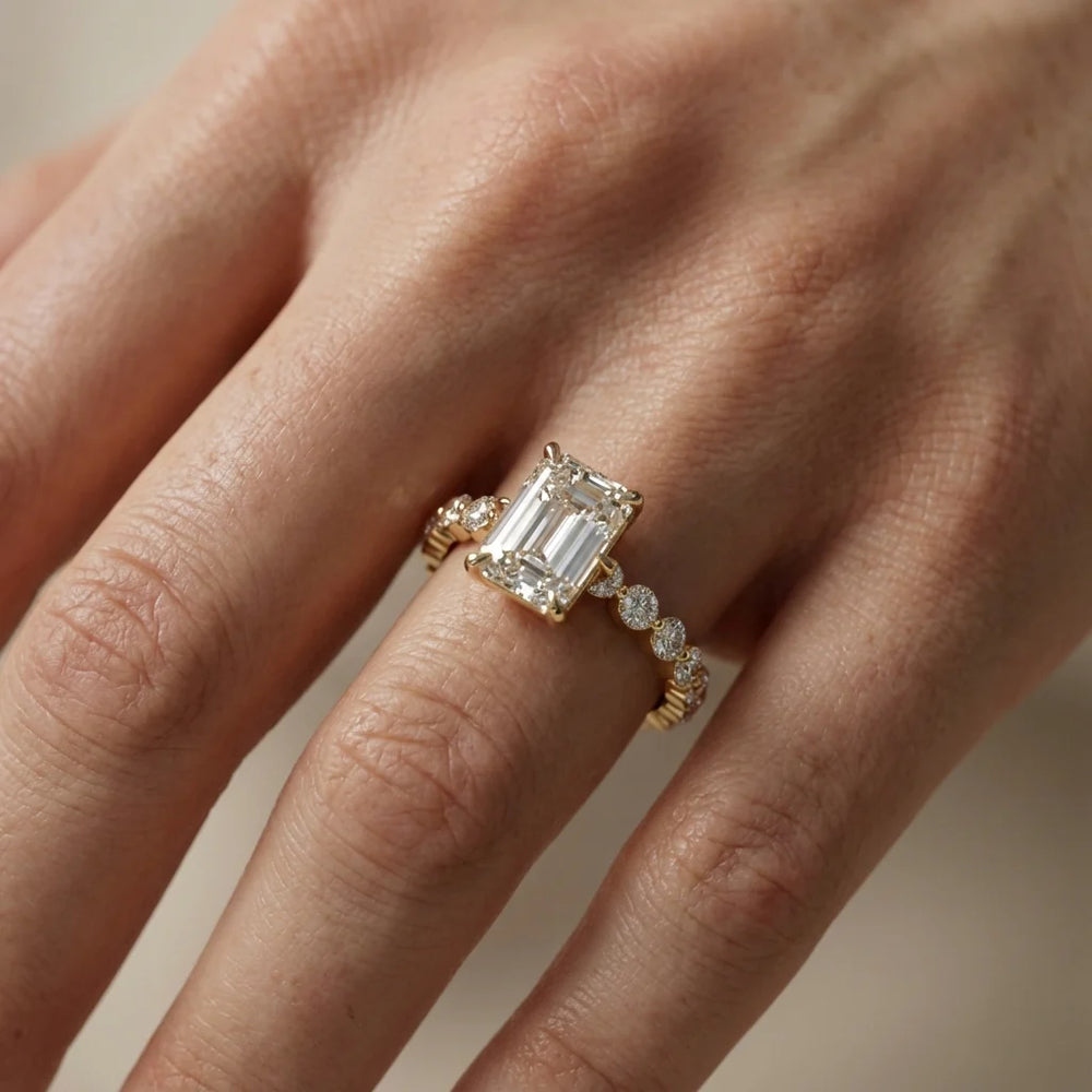 Eleanor Majesty Side Stone Princess Diamond Engagement Ring