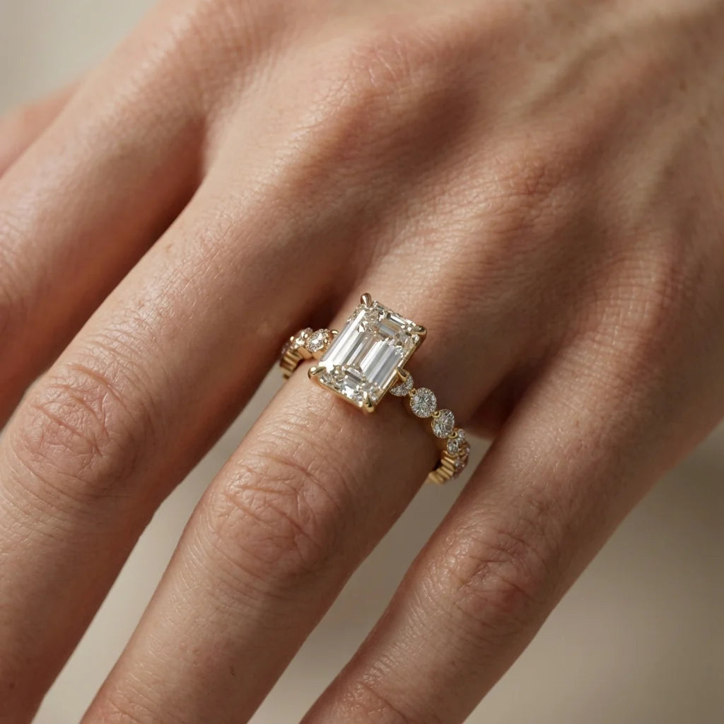 Eleanor Majesty Side Stone Princess Diamond Engagement Ring
