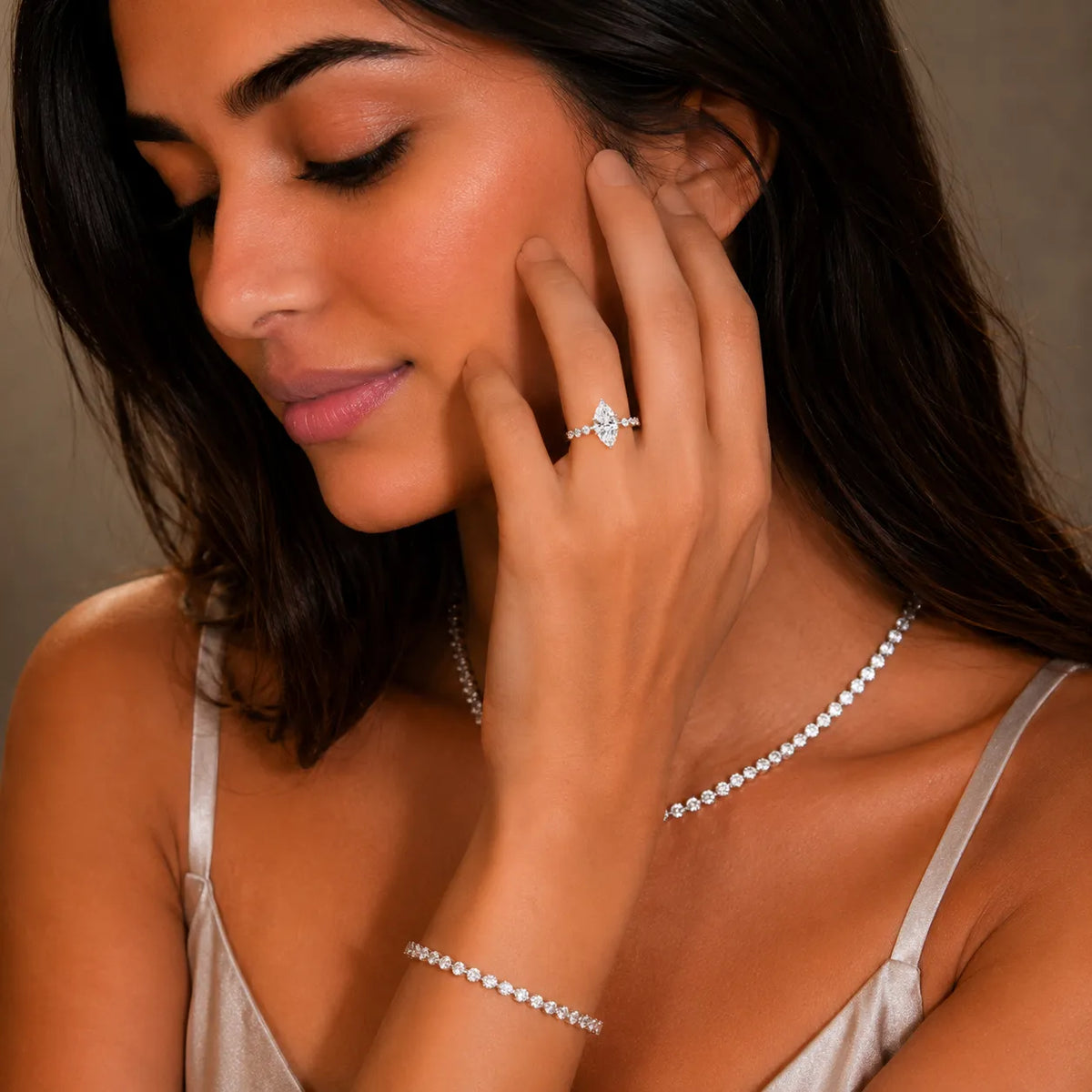 Eleanor Majesty Side Stone Princess Diamond Engagement Ring